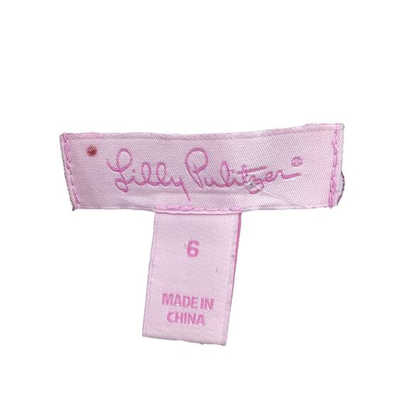 Lilly Pulitzer Top Women’s SZ6 Stirrup Pattern 100% Silk Short Sleeves Navy Blue - Picture 5 of 5